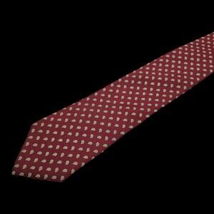 Vintage 100% Silk Tie Burgundy Maroon Yellow Paisley Teardrop Retro Mens Necktie